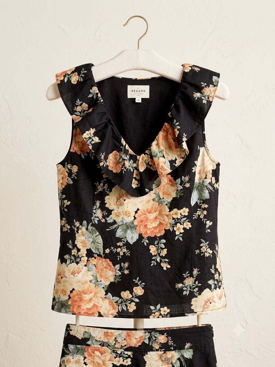 Sezane Kleiderpakete: Sézane black top & short with flowers – Gebraucht aus Zürich von can_2jj8 1