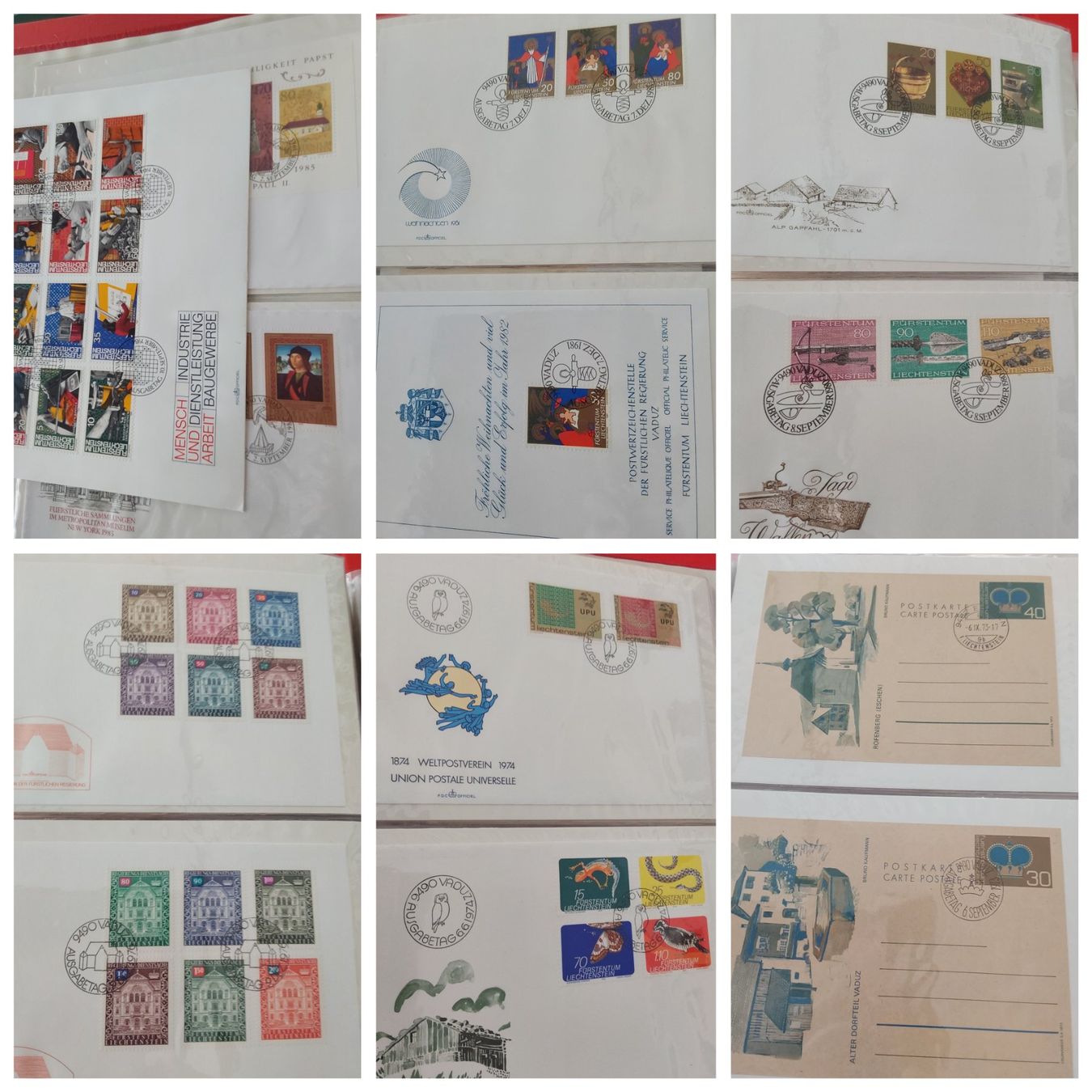 Tutti i francobolli: 7 Stk. Alben "Liechtenstein" ü. 400 FDCs – Usato da Münchwilen AG venduto da Nesar 4