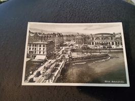 Postkarte Zürich Bahnhofbrücke 1936 mit altem Globus