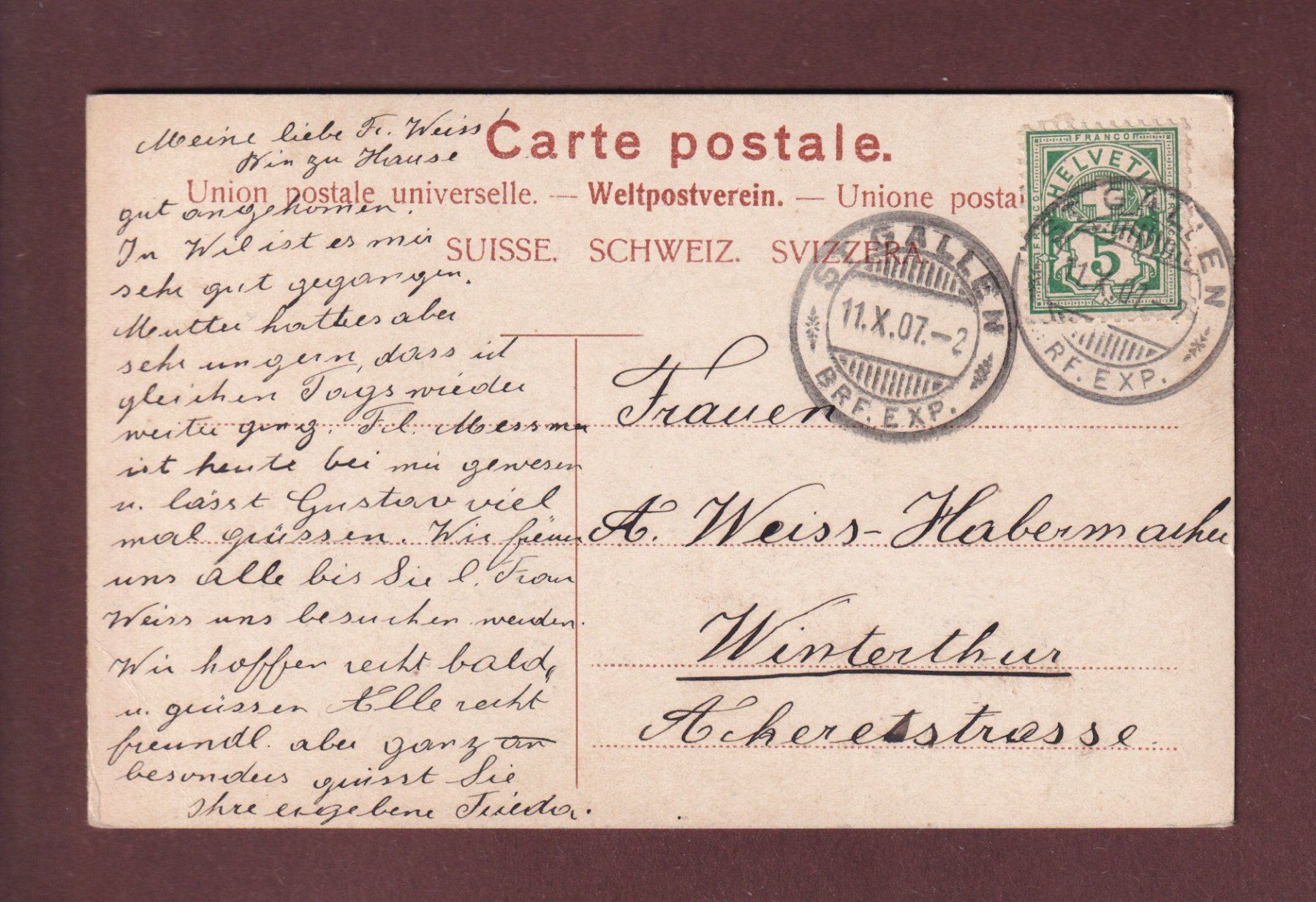 Cartoline postali: ST. GALLEN - Broder-Brunnen - 1907 – Usato da Pully venduto da nicecards 1