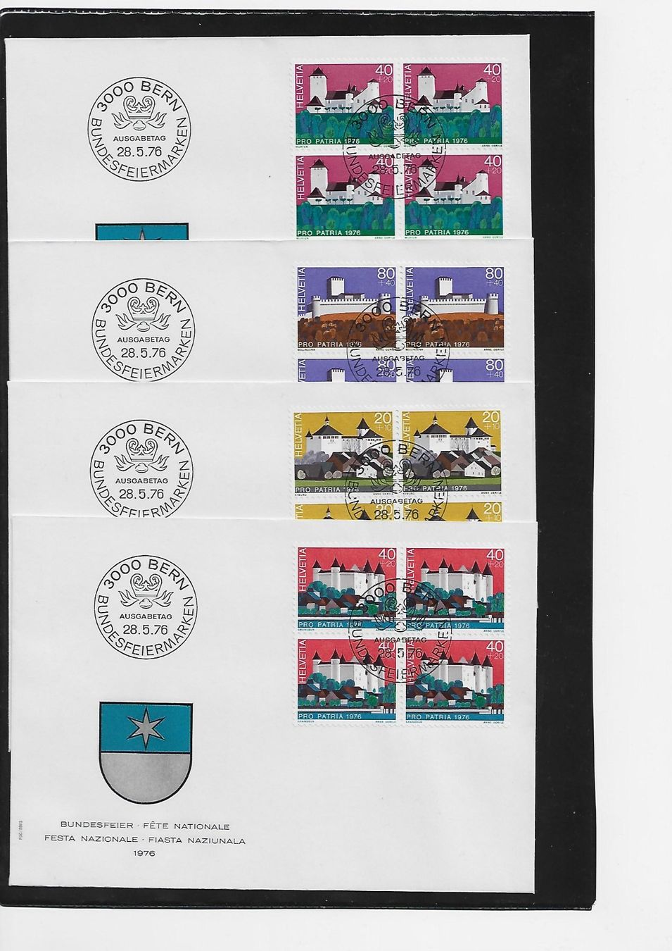 Tutti i francobolli: PP FDC 4 er 1976 – Usato da Oberwil (Dägerlen) venduto da loxis