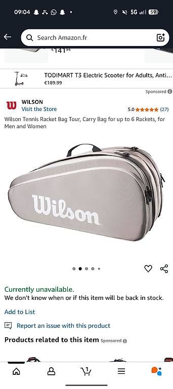 Borse: Sac de tennis Wilson – Usato da Champagne venduto da Leomilo19