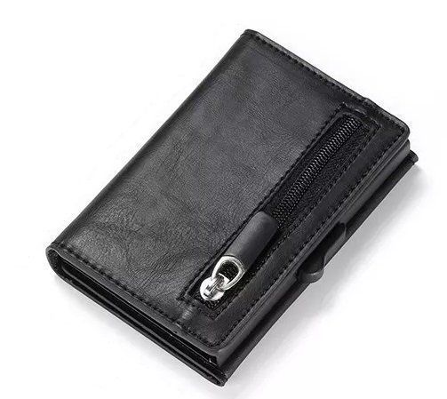 JYNVO Leder Kreditkartenetui Mit Münzfach - Slim Design Mit Reißverschluss