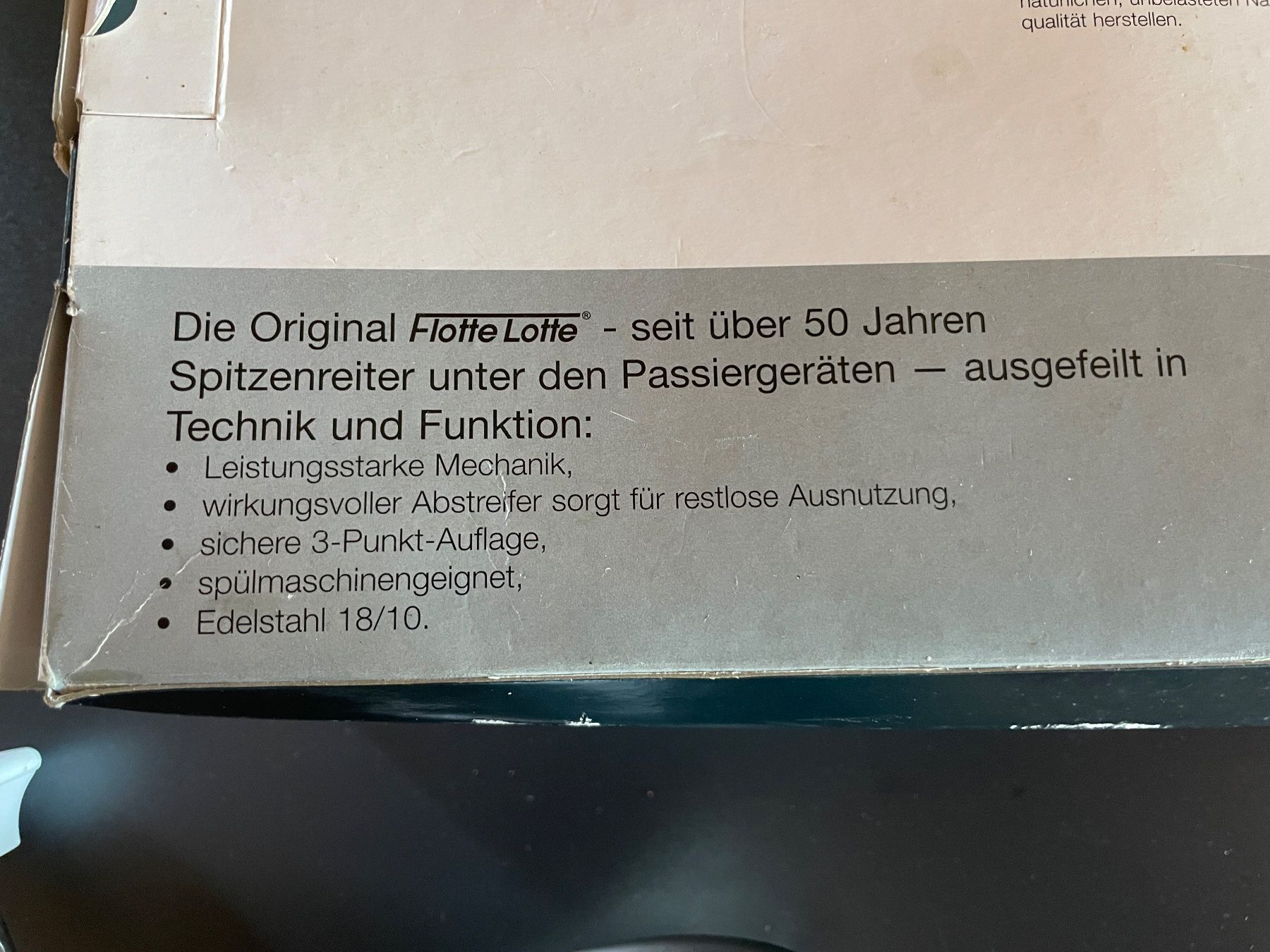 Elettrodomestici da cucina: Original "Flotte Lotte" Passiergerät mit einer Scheibe – Usato da Hittnau venduto da kleen 3