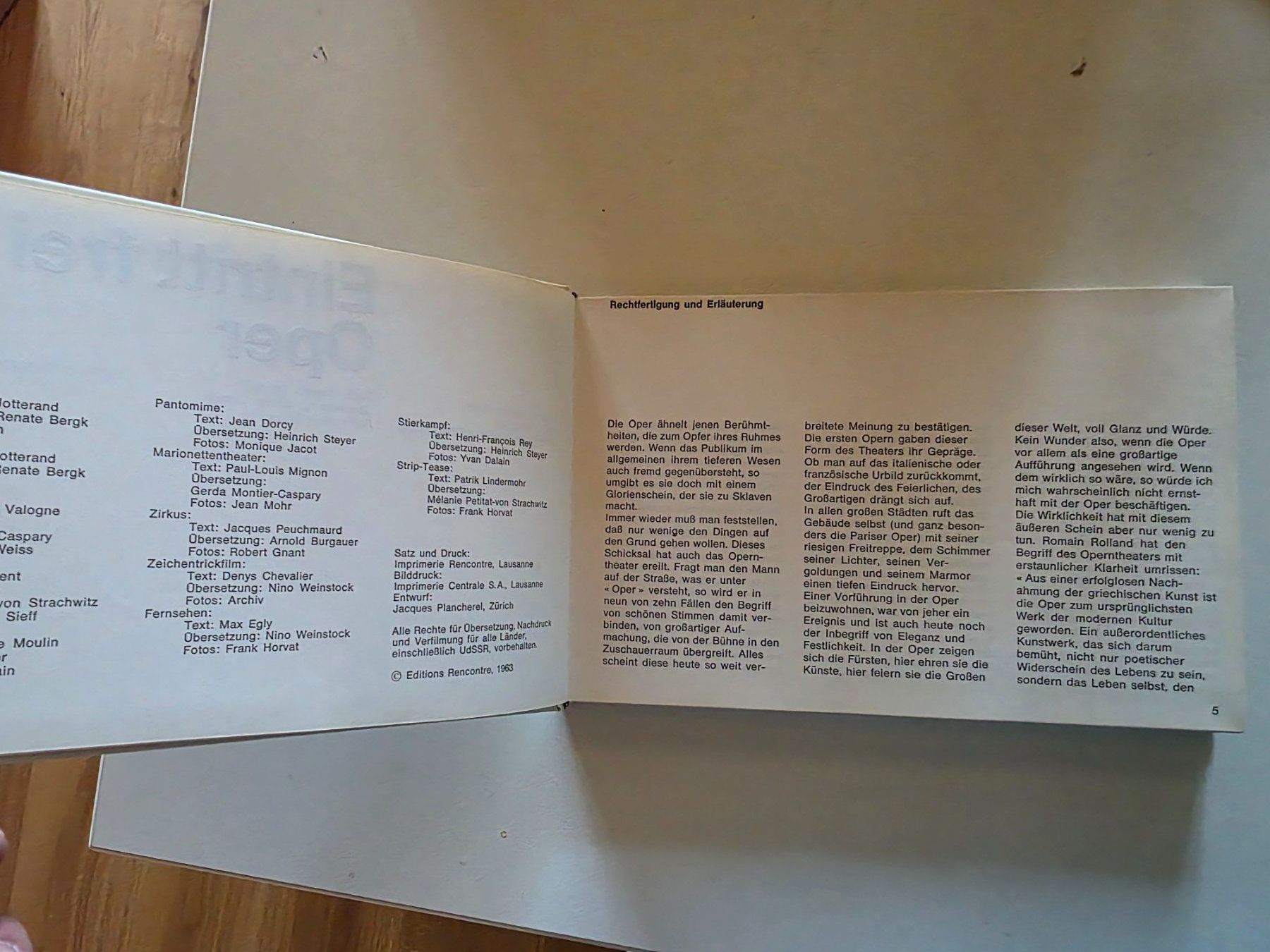 Livres: Eintritt frei Oper - Edition Rencontre 1963 – D'occasion à Walterswil BE par Lonitti 3