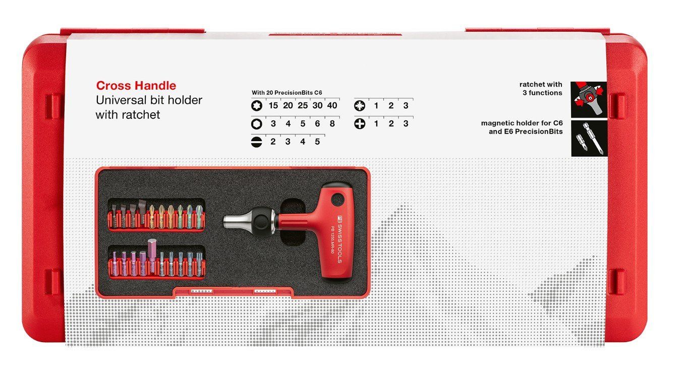 PB Swiss Tools Tutti gli attrezzi: PB Swiss Tools Bithalterset mit Quergriff in ToolBox PB 1255 – Nuovo e nell'imballaggio originale da Koppigen venduto da Bracher_Mail-House 2