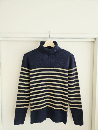 Ralph Lauren Navy-Golden Stripped Turtleneck in L