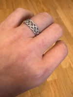 Vintage Silberring S925 Gr. 59 Gitter-Design