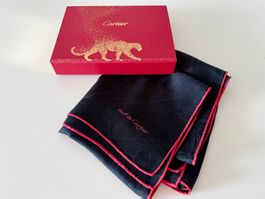 CARTIER Foulard "All Black", 100% soie, avec box Cartier