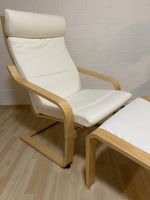 2 Sessel mit Hocker weiss Holzgestell guter Zustand