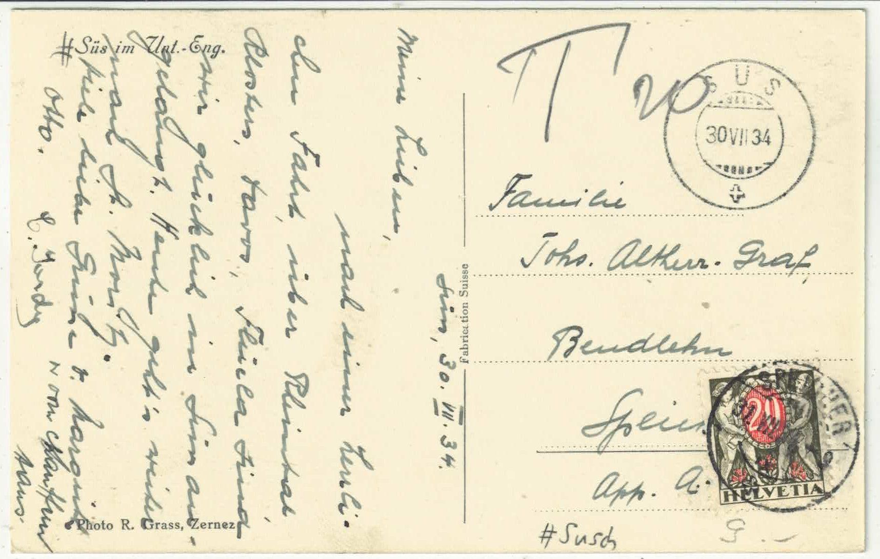 Cartes postales: Süs im Unter-Engadin – D'occasion à Ettingen par Kartenplanet 1