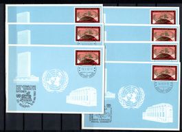 UNO Genf 7 blaue frankierte Karten