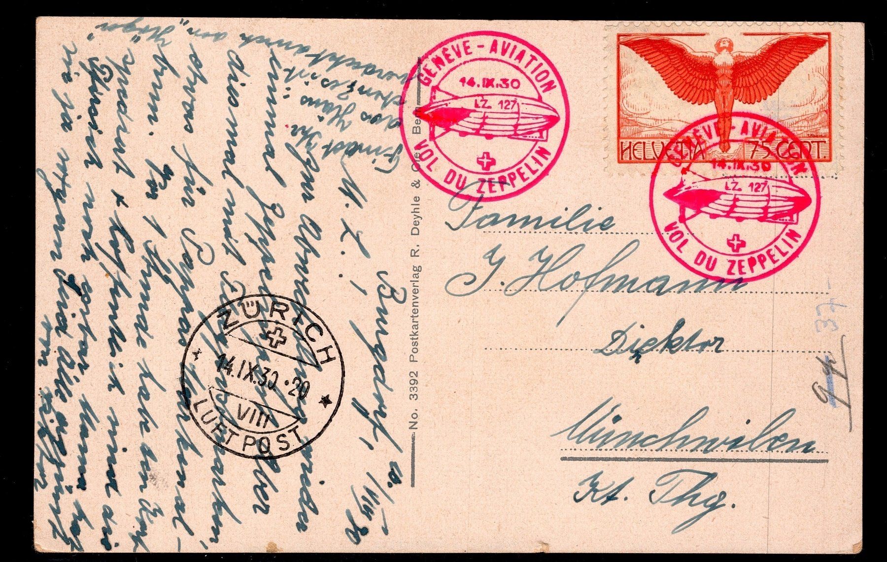 Tous les timbres: CH - Flugpost - Sonderflug - SF 30.8a - Postkarte – D'occasion à Rombach par VENTIS-Auktionen 2
