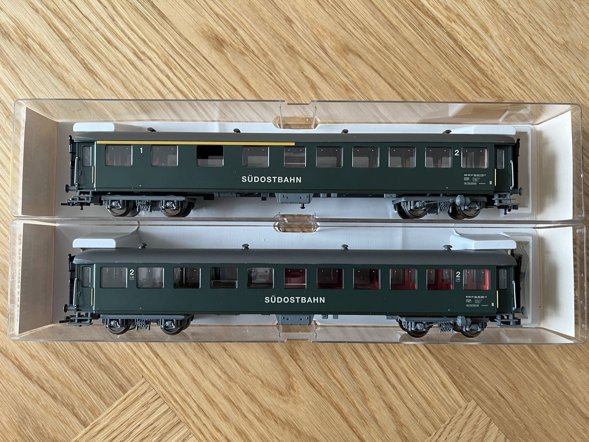 Fleischmann Modellini di ferrovie: 2 Stk SOB Stahlwagen Fleischmann OVP – Usato da Basel venduto da Re620_11627