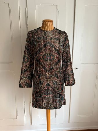 ZARA - Hippie Samtkleid bunt gemustert S