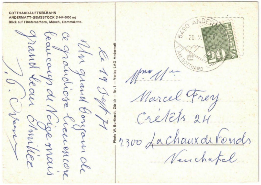 Cartoline postali: Andermatt - Luftseilbahn Gurschenalp--Gemsstock – Usato da Binningen venduto da Mountainrider 1