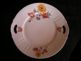Grand plat vintage à fleurs très décoratif avec découpe anse