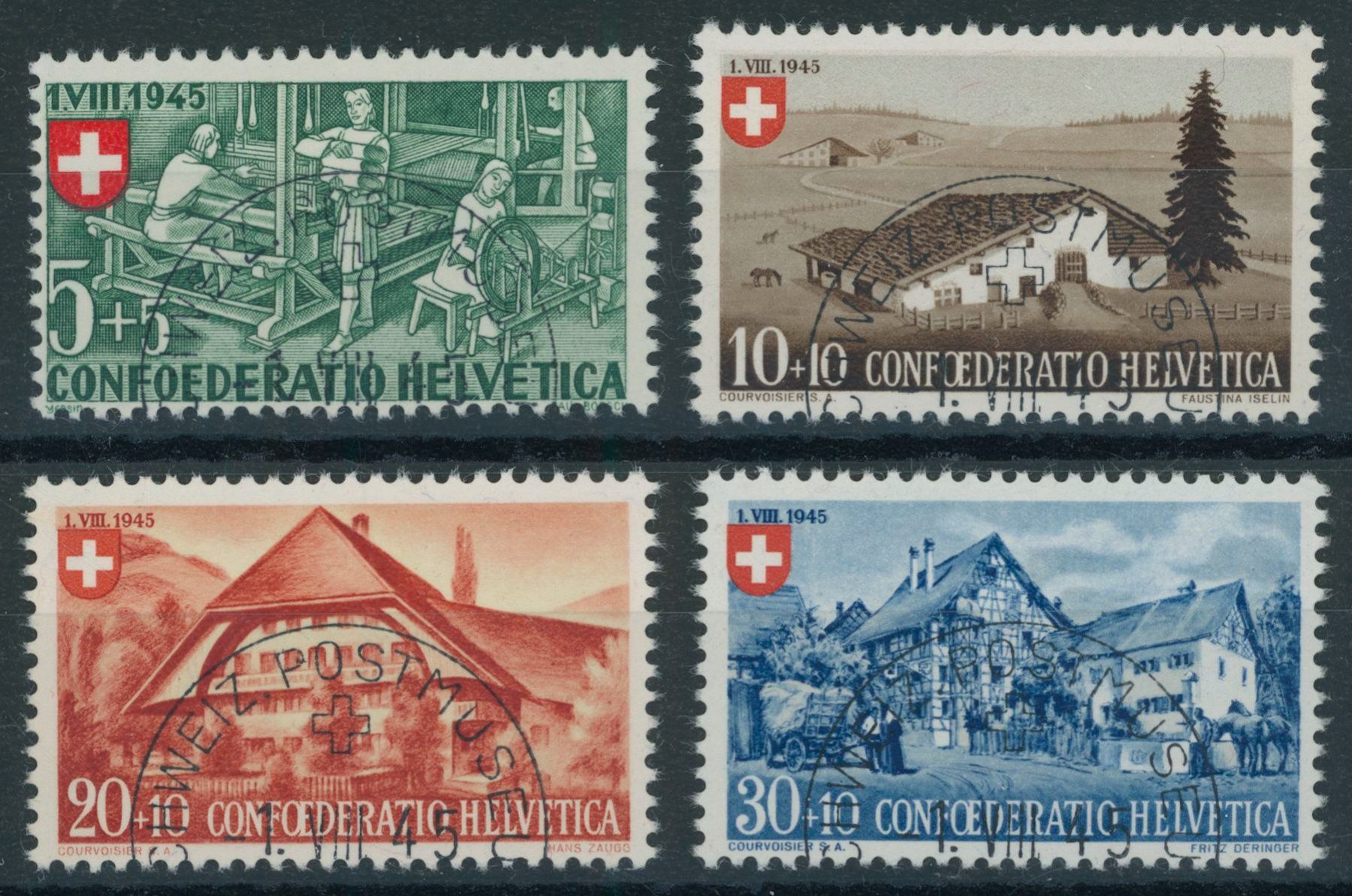 Tutti i francobolli: 1945 - Pro Patria - Halbmond Stempel - 1. August – Usato da Schindellegi venduto da leecollect