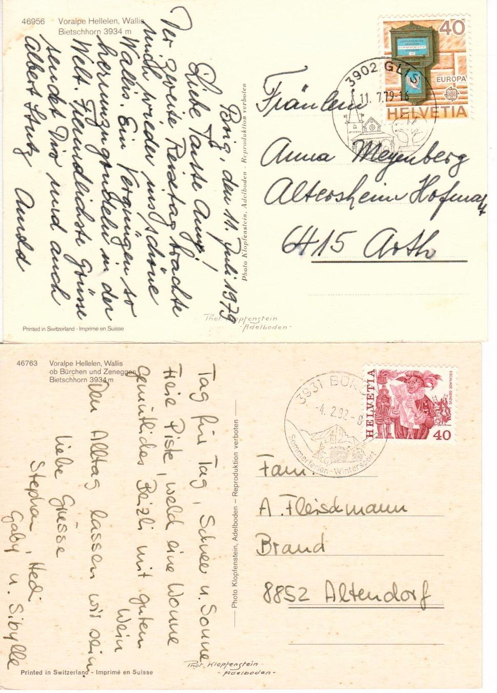 Ansichtskarten: Voralpe Hellelen Wallis – Gebraucht aus Wolhusen von Curver9 1