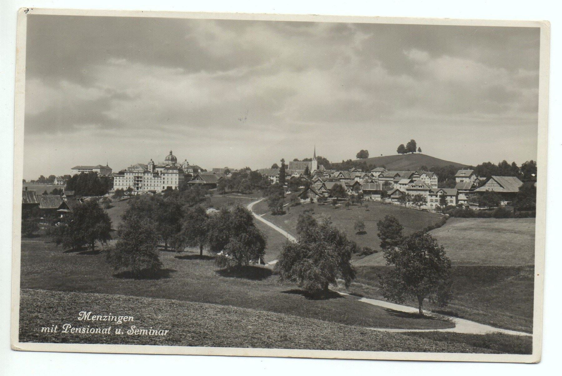Cartoline postali: MENZINGEN mit Pensionat u. Seminar – Usato da Jona venduto da philajona