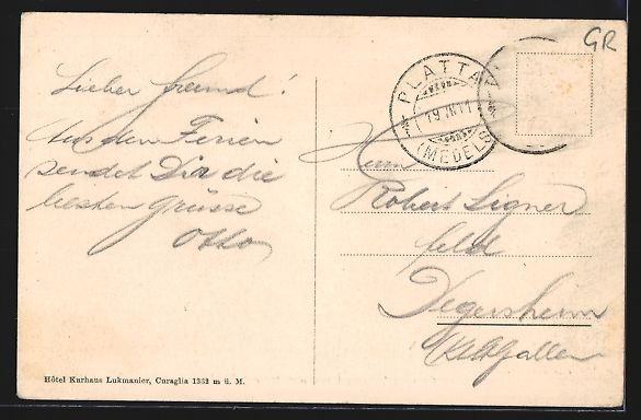Cartoline postali: AK Curaglia, Ortsansicht mit Tödikette – Usato da Berlin venduto da bartko-reher 1