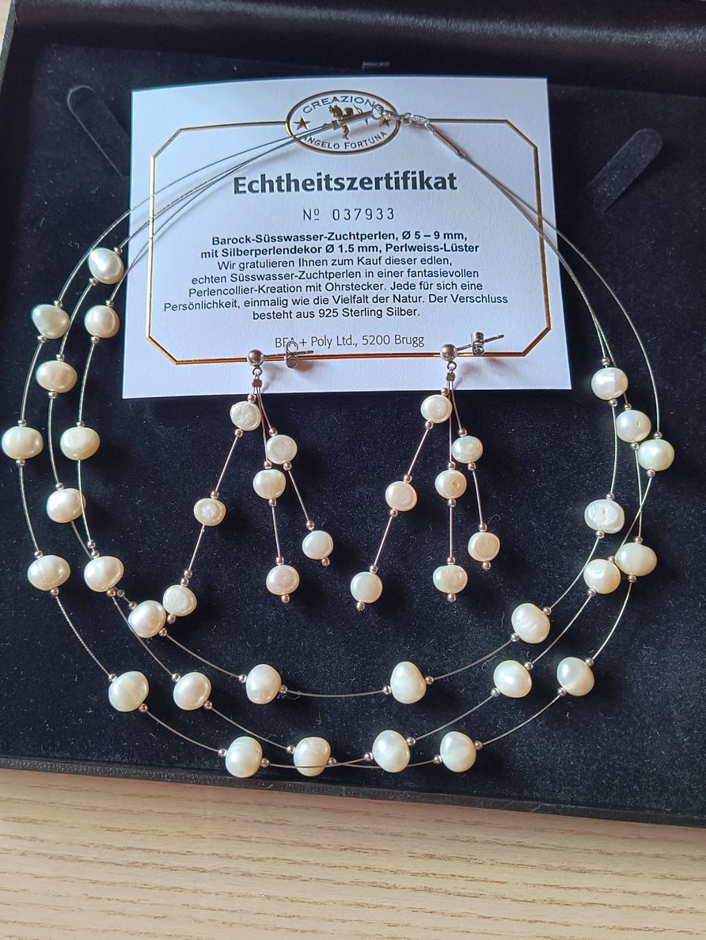 Catenine: Echte Perlenkette mit Ohrringen + zertifikat – Usato da Neuhausen am Rheinfall venduto da VALAMA 2