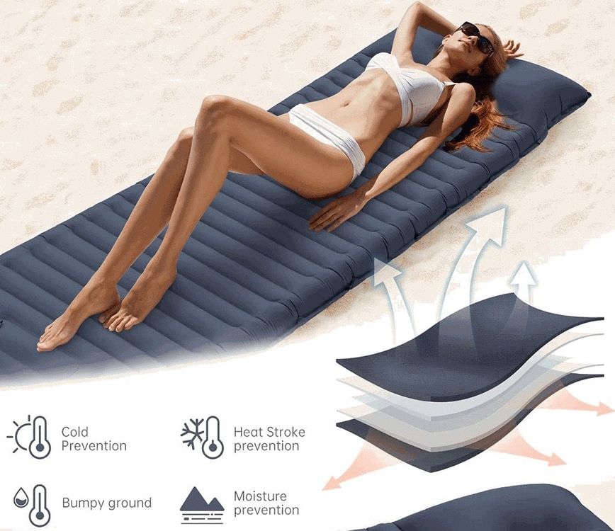 Matelas De Camping Auto-gonflant Jaztral 2025 – Épaisseur 12cm + Pompe à Pied Et Oreiller