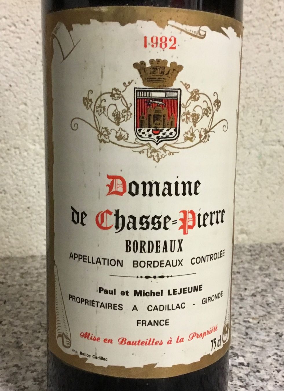 Vino: Domaine de Chasse-Pierre 1982 – Nuovo (secondo la descrizione) da Rüschlikon venduto da succes08 4