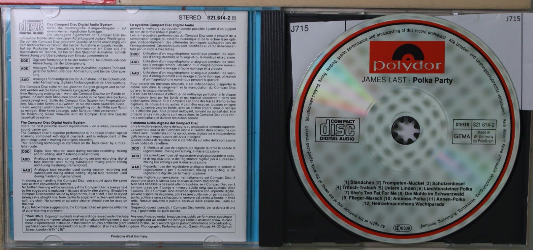 CD: James Last – Polka Party – Usato da Luzern venduto da CONTENTI 1