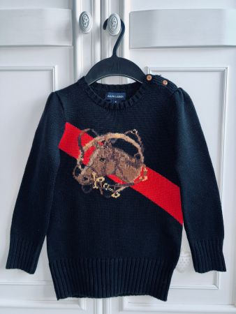 Ralph Lauren intarsia girls wool sweater dress 4 6 Y NP 329