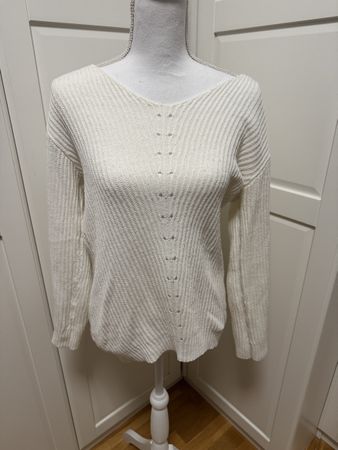 Weisser Strickpullover, Gr. M,Zebra
