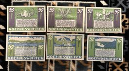 Lot von 6 deutschen Notgeldscheinen Königswinter (50 Pf.) 19