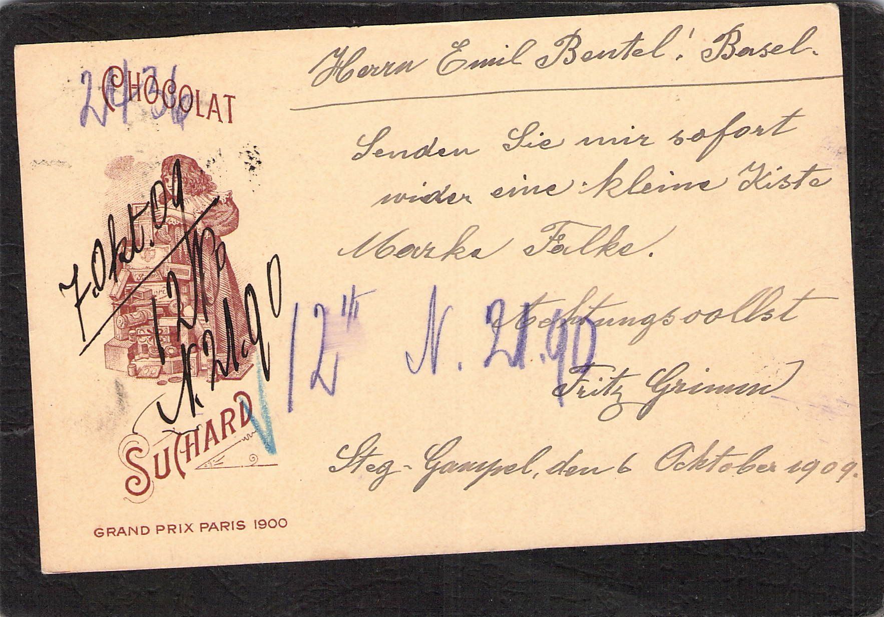 Tutti i francobolli: Suchard PK 044.SUCH  14 ,  gel. 6.X.1909 – Usato da Reichenburg venduto da Pipo-67