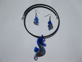 Set: Glasanhänger mit Kette und Ohrringe *OVP*