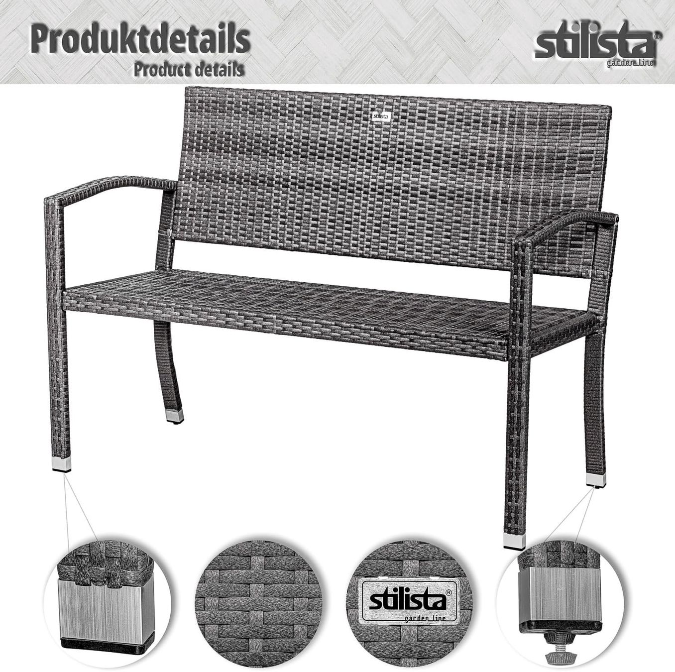 Panchine: Gartenbank Polyrattan grau 2-Sitzer – Nuovo e nell'imballaggio originale da Bottighofen venduto da zaap 3