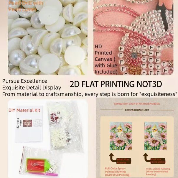 Bastelsets: Diamond Painting Perlen Nymphensittich – Neu und originalverpackt aus Obergösgen von Diydiamant 2