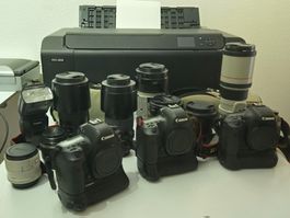 Totale Fotoausrüstung mit Drucker