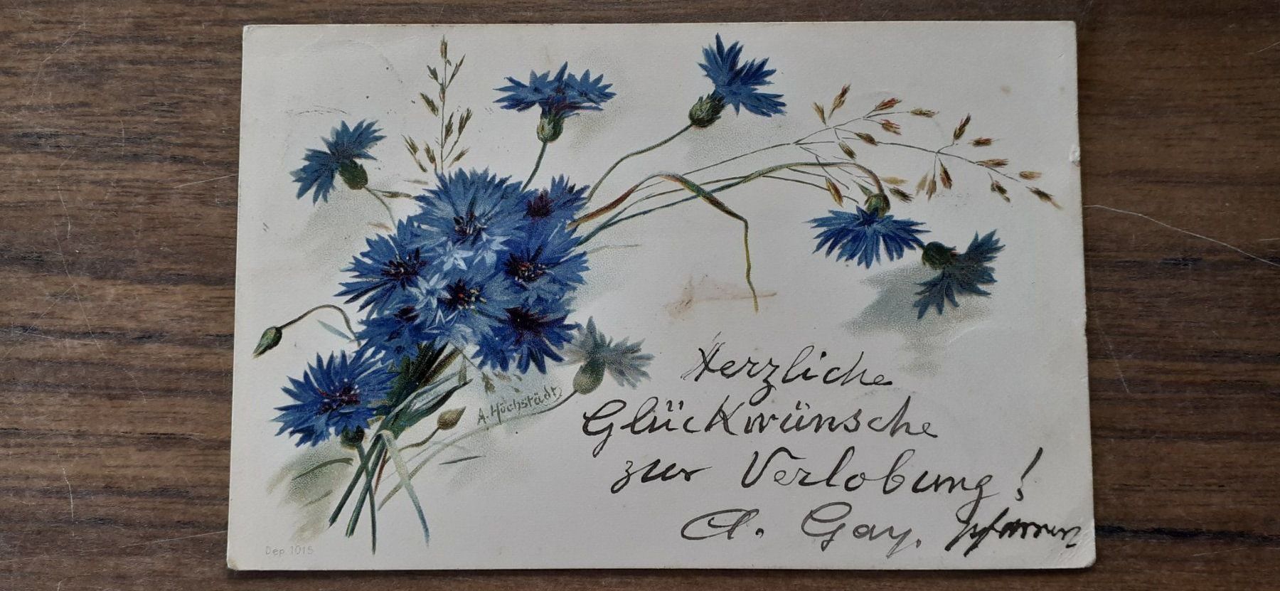 Cartoline postali: Ansichtskarte Blumen Kornblumen Verlobung 1901 – Usato da Mörschwil venduto da wunderkiste44 1