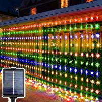 Lichtervorhang, 200 LED, mehrfarbig, neu, Solar, für Party
