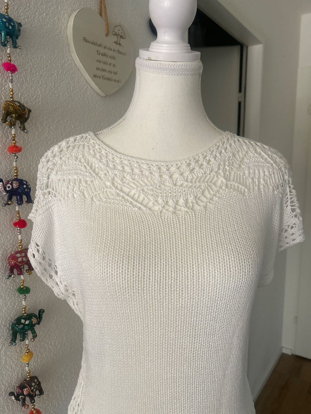 Maglioni & Felpe: Damen kurzarm Strickpulli weiss von Reel – Usato da Brunnen venduto da Nala2929 1