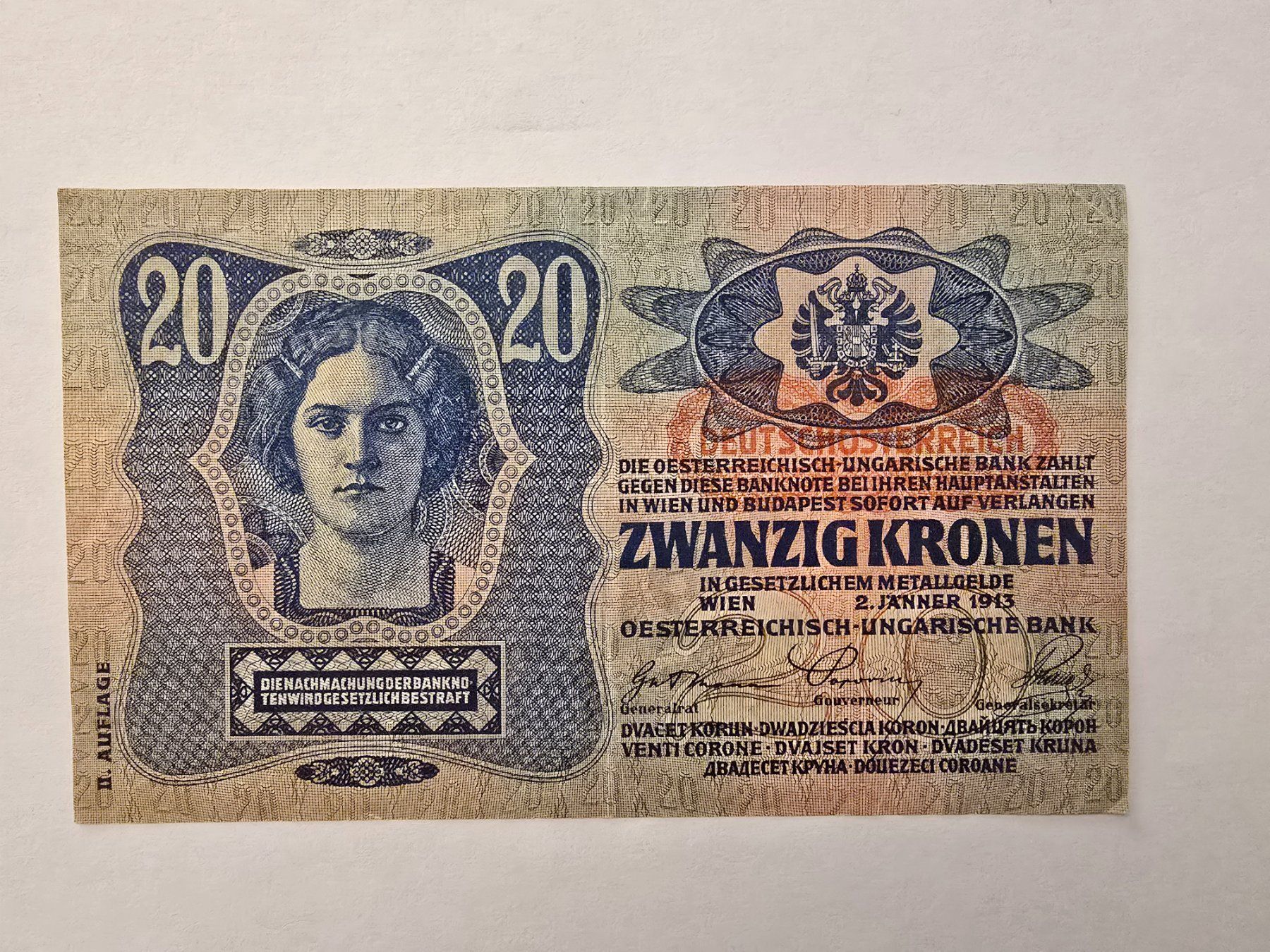 Banconote: 20 Kronen  1913 presque neuve – Nuovo (secondo la descrizione) da Neuenhof venduto da brasvarela