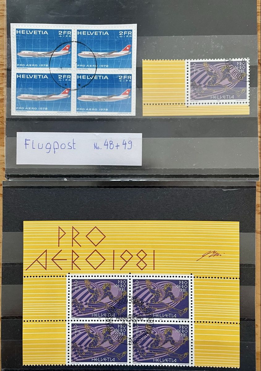 Alle Briefmarken: Schweiz Flugpost Pro Aero 1972 + FDC 1981 – Gebraucht aus Rorschach von Ziltenera