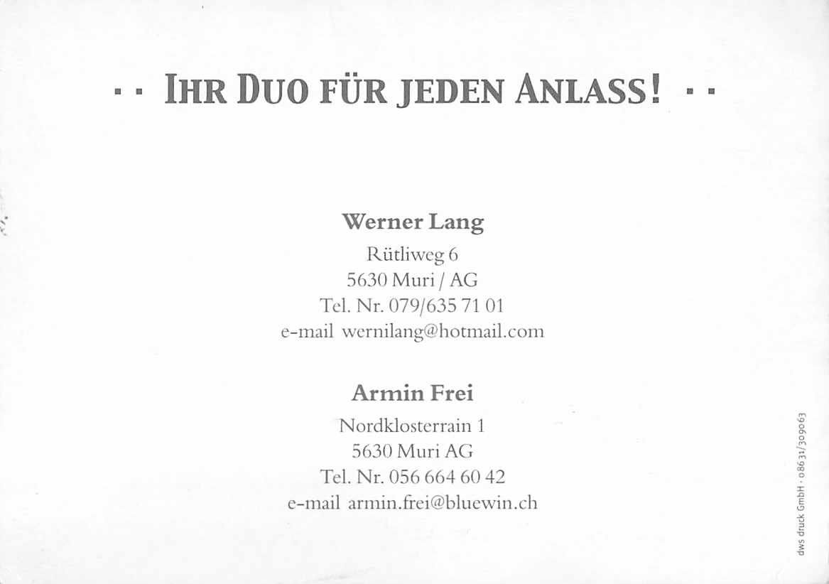 Tutti i francobolli: AUTOGRAMMKARTE DUO NOTEBÜGLER unterschrieben – Usato da Lufingen venduto da SchnaeppliCorner 1