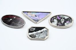 Set mit 4 Vintage-Broschen, Modeschmuck der 80er Jahre