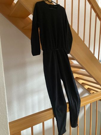 kuscheliger Fleece-Plüsch Jumpsuit schwarz - wie neu