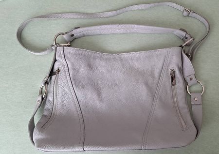 Damen-Handtasche echtes Leder, hellgrau
