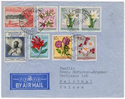 ABART auf Luftpostbrief von BELGISCH KONGO nach BALSTHAL
