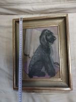 Gemälde Hund Rena Hubacher 1941 Goldrahmen vintage