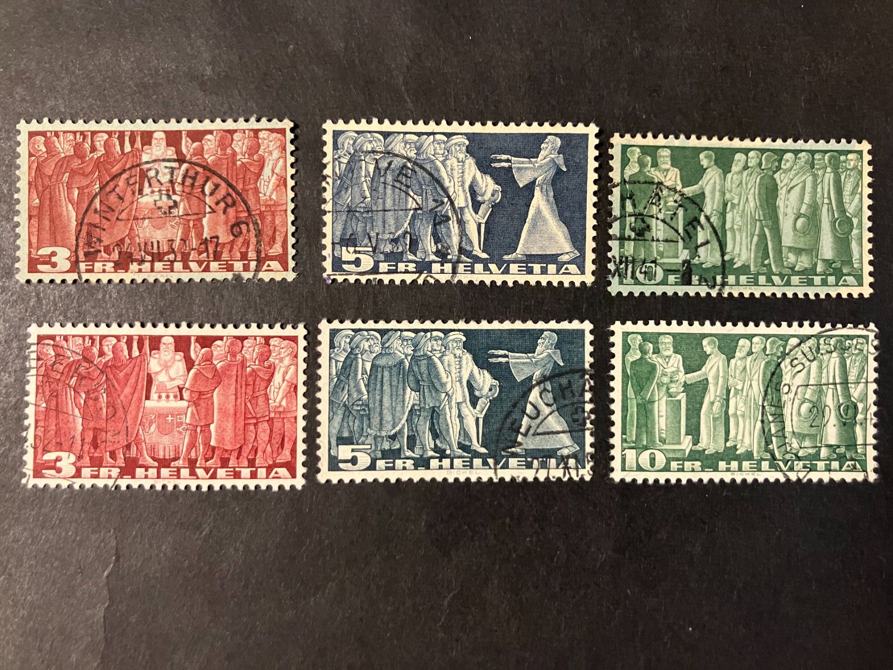 Tutti i francobolli: Kat. 216-18 v+W, gestempelt, KP 196.-- – Usato da Würenlos venduto da Eulenpostuhu