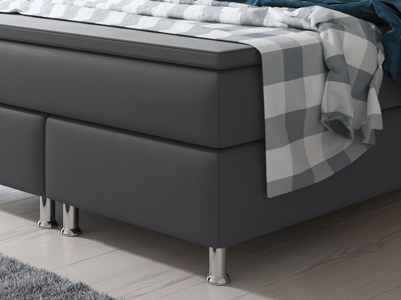 Letti: Boxspringbett 140x200 Anthrazit Hotelbett Bett – Nuovo e nell'imballaggio originale da Wallenwil venduto da toesstal-vertrieb 4